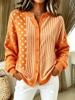 Chic Reversible Orange And White Cardigan
