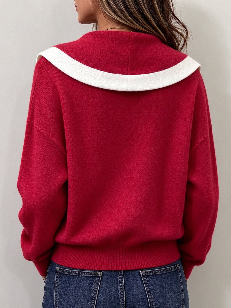 Chic Color-block Knit Cardigan