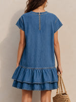 Casual Ruffled Denim Mini Dress