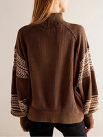 Comfortable And Casual Mock-neck Waffle-knit Top