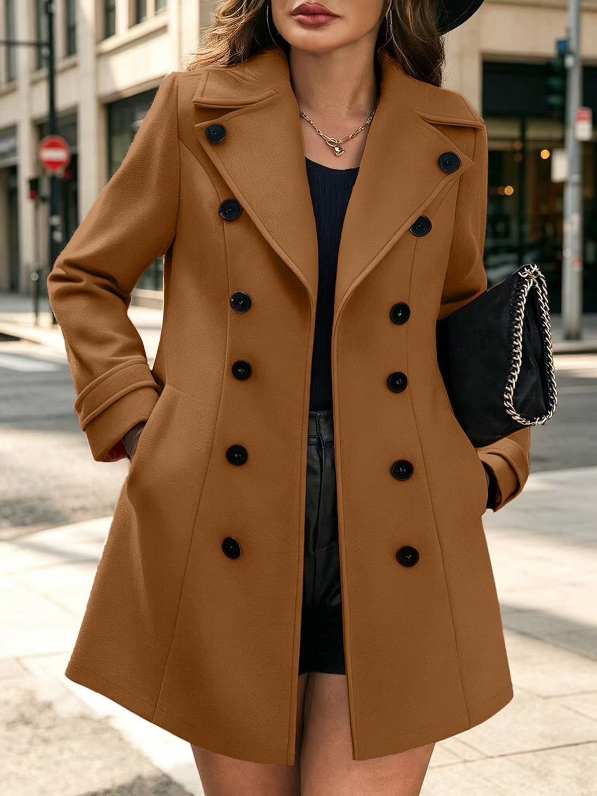 Cozy Classic Double-Breasted Wool-Blend Trench Coat