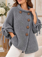 Women's Chunky Knit Asymmetrical Button-up Cardigan