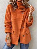 Chic Asymmetric Button Design Corduroy Jacket