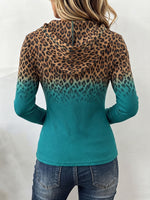 Bold Ombré & Leopard Print Hooded Stretch Top