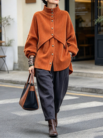Relaxed Chic Fake Two-piece Oversized Corduroy Top