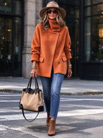 Chic Asymmetric Button Design Corduroy Jacket