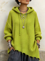 Relaxed Oversized Drawstring Hooded Sweater
