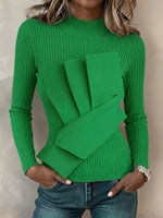 Chic Pleated Overlay Ribbed Knit Top