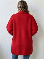 Elegant Oversized Tulip Hem Lapel Cardigan