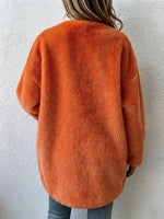 Chic Elegant Orange Fux Fur Asymmetric Coat