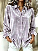 Chic Plaid Velvet Button-Down Shirt