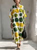 Artistic Polka-dot Cotton-linen Casual Vacation Maxi Dress