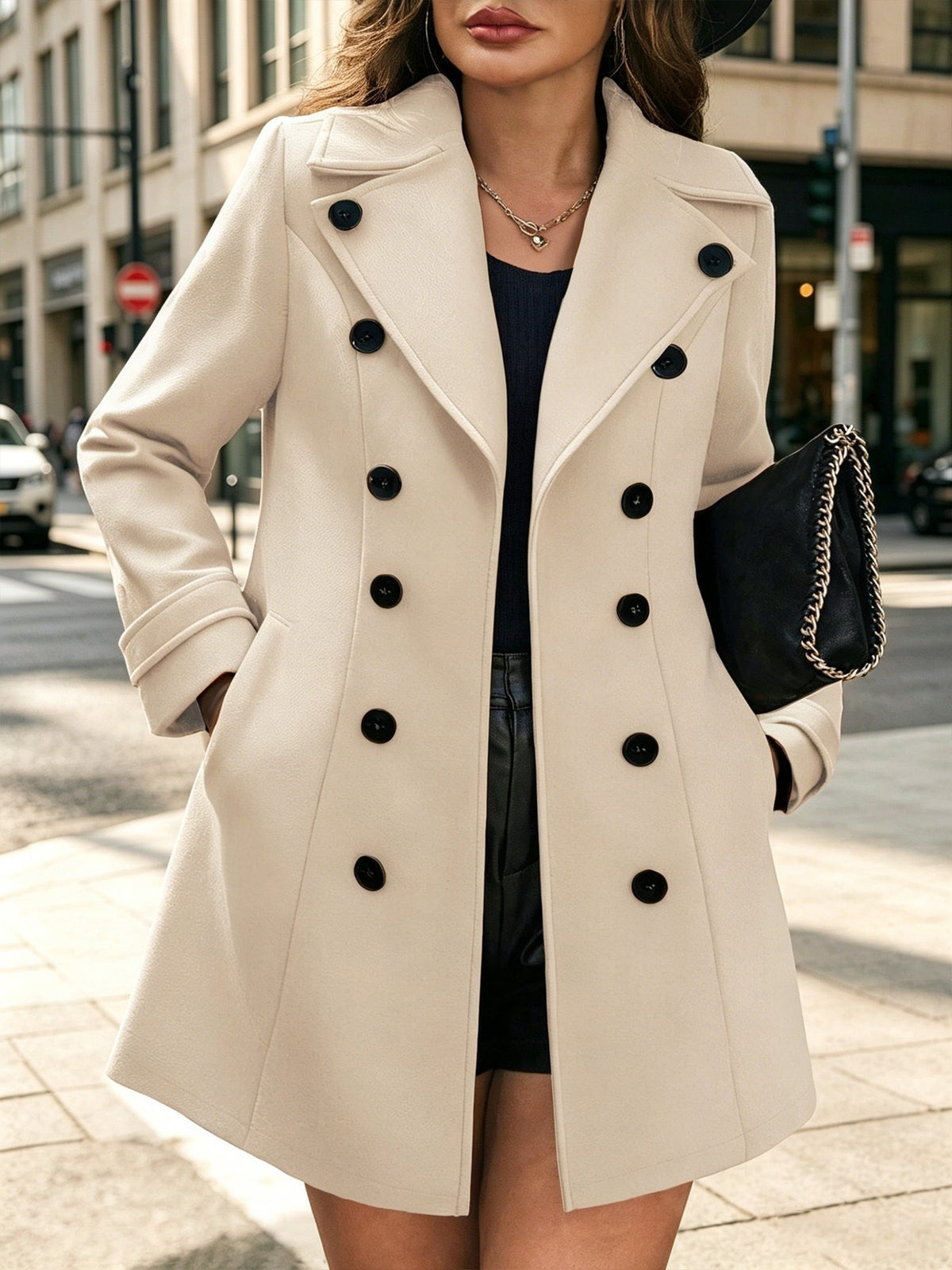Cozy Classic Double-Breasted Wool-Blend Trench Coat