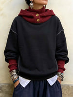 Hooded Sweatshirt With A Color-block Ribbed Collar