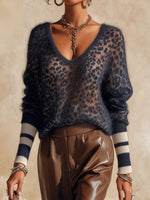 Curated Designer –Cozy Wool blend Leopard-print Pullover With A Brushed Finish