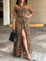 Elegance Chic Versatile Faux-suede Leopard Maxi Dress