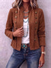 Stand Collar Double-breasted Suede Vintage Cropped Jacket