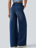 Trendy Crossover Waist High-stretch Wide-leg Jeans