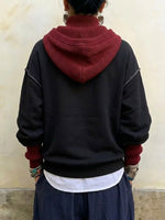 Hooded Sweatshirt With A Color-block Ribbed Collar