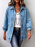 Casual Oversized Twill Patchwork Denim Jacket