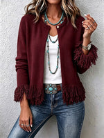 Stylish And Elegant Knit Cardigan With 3d Floral Appliqués.