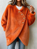 Chic Elegant Orange Fux Fur Asymmetric Coat
