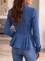 Women's Asymmetrical Peplum Denim Jacket