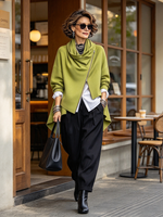 Chic Urban Green Asymmetrical Zip Jacket