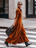 Cowl Neck Velvet Maxi Dress
