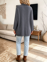 Chic Fall Winter Cozy Open Front Pocket Knit Cardigan