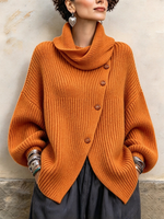 Cozy Asymmetrical Ribbed Knit Pullover