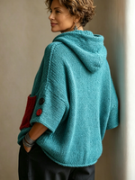 Relaxed Contrast Pocket Hooded Sweater
