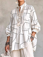 Artistic Neon Polka-Dot Linen Peplum Tunic