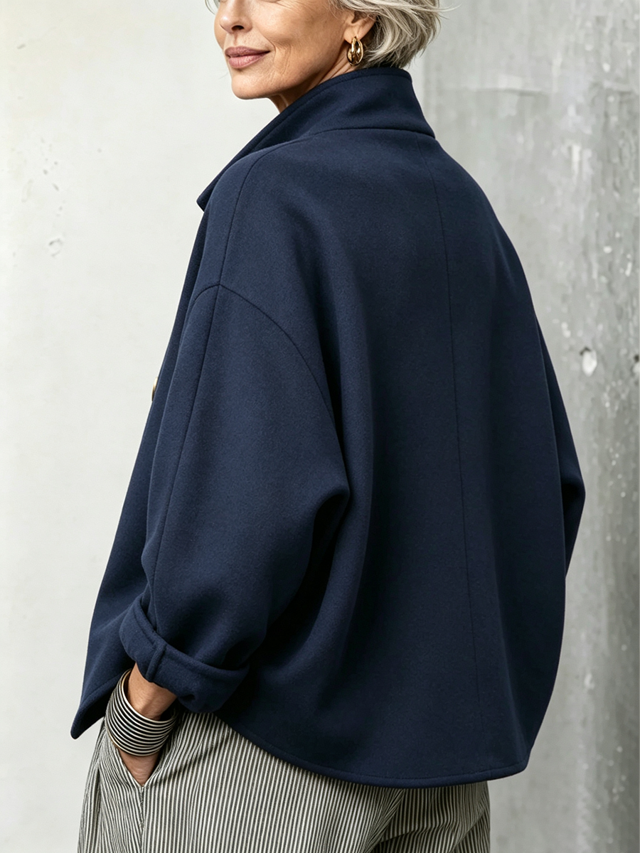 Casual Asymmetrical Wool Blend Jacket