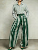 Casual Striped Cotton Shirt And Trousers Two-piece Set
