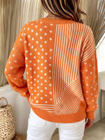 Chic Reversible Orange And White Cardigan