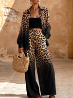 Fierce Ombre Leopard Print Linen Two-Piece Set