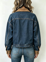 Casual Cropped Denim Jacket With Faux Suede Paneling And Zip Fastening
