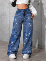 Casual Rhinestone Street-style Jeans