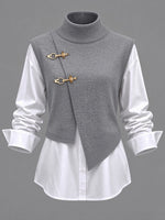 Chic Knit Vest And White Shirt Two-piece Set
