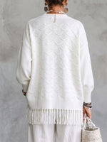 Cozy Fringed Shinny Beaded V-Neck Cardigan