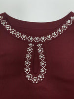 Rhinestone-embellished Ribbed Knit Top