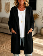 Cozy Open-Front Wool-Blend Longline Coat