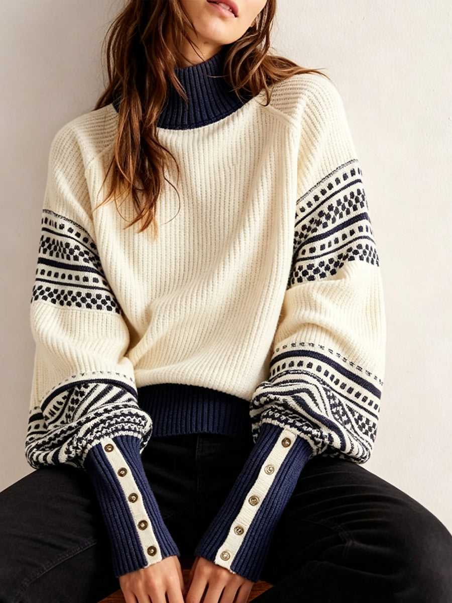Comfortable And Casual Mock-neck Waffle-knit Top