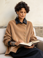 Chic Autumn Winter Cozy Stylish Faux Leather Corduroy Jacket