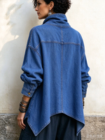 Casual Denim Asymmetrical Button-up Jacket