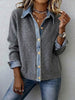 Casual Color-block Denim And Knit Cardigan