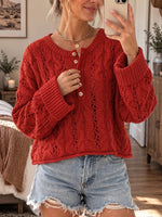 Comfortable Cable-knit Henley Sweater