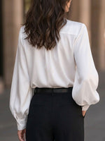 Women's Satin Long Sleeve Blouse With Sequin Placket