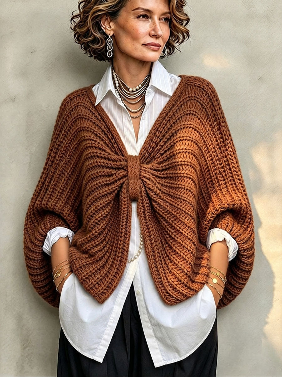Relaxed Oversized Batwing Sleeves Cardigan Knit Top
